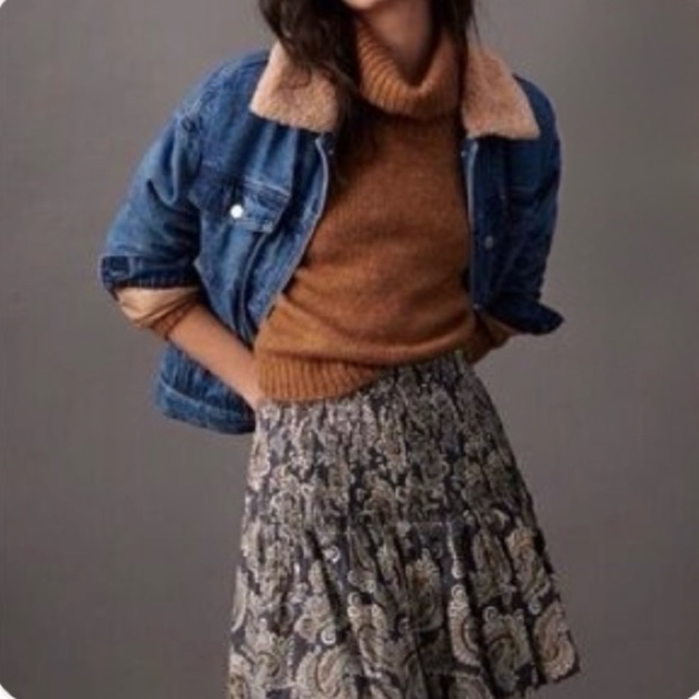 Anthropologie Black and White Paisley A-Line Skirt